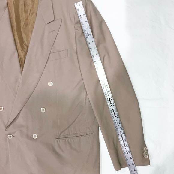 Brioni Mens Sport Coat Suit Jacket Blazer Double Breasted 100% Wool Tan 46 VTG - Picture 5 of 12